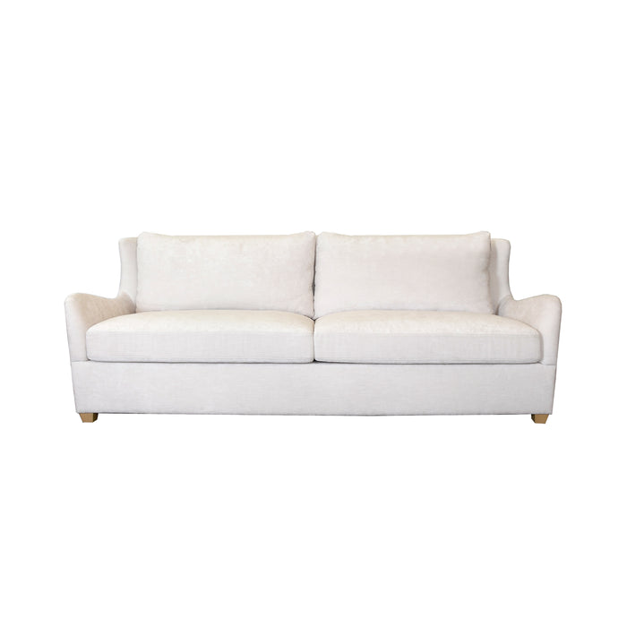 Worlds Away - Wingback Sofa With Cerused Oak Feet In Ivory Plain Weave Upholstery - KALEB IVY