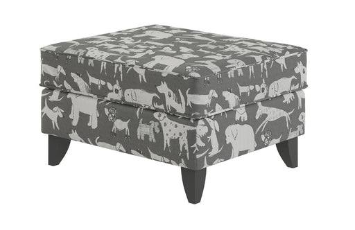 Southern Home Furnishings - Doggie Accent Chair Ottoman in Grey/White - 243 Doggie Graphite  Ottoman - GreatFurnitureDeal