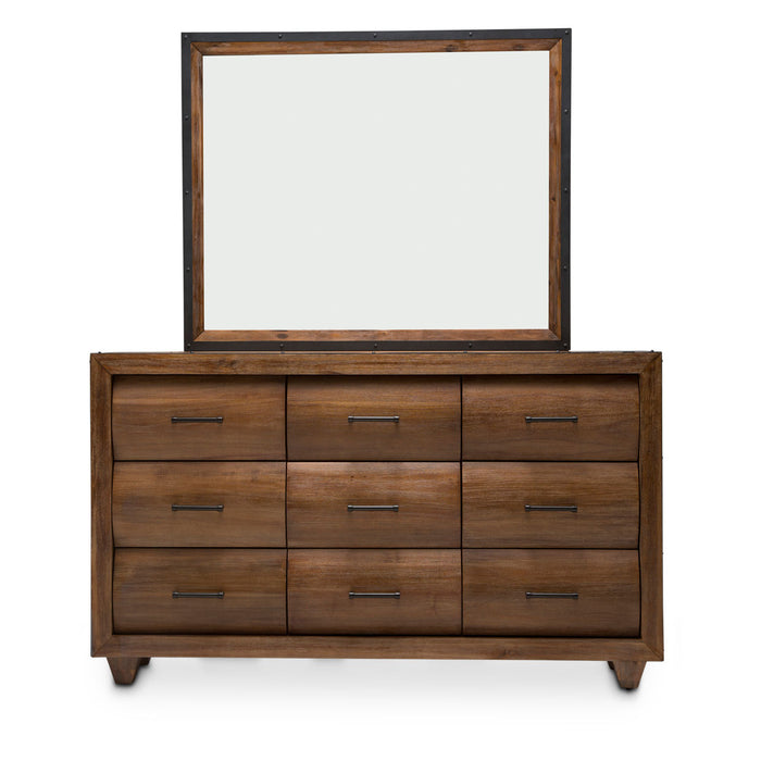 AICO Furniture - Brooklyn Walk Dresser with Mirror in Burnt Umber - KI-BRKW050-060-408
