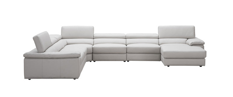 J&M Furniture - Kobe Premium Leather Sectional in Silver Grey - 181114