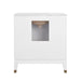 Worlds Away - Bath Vanity In Matte White Lacquer With Antique Brass Detail, White Marble Top, And Porcelain Sink - LARSON WH - GreatFurnitureDeal