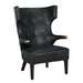 NOIR Furniture - Heracles Chair in Black Leather, Antique Brass and Dark Walnut - LEA-C0387-1D - GreatFurnitureDeal