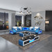 European Furniture - Spaceship LED Sectional Blue White Italian Leather - LED-86662-BLUW - GreatFurnitureDeal