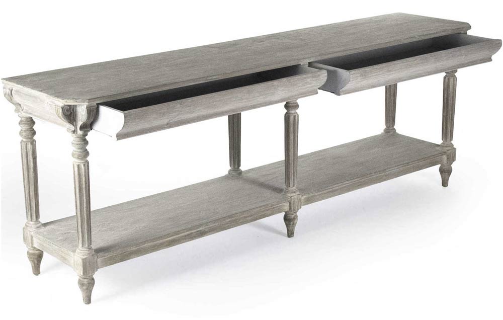 Zentique - Bryce White Washed 94'' Wide Rectangular Console Table - LI-SH14-26-113 - GreatFurnitureDeal