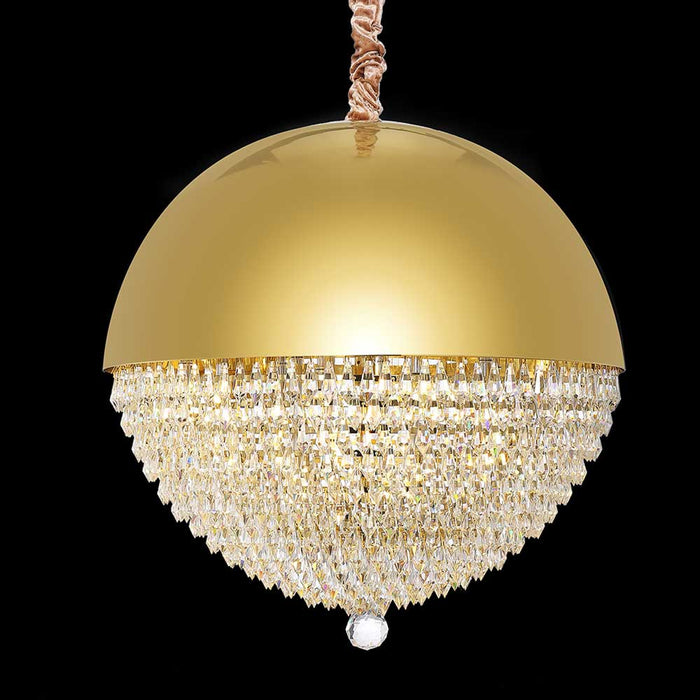 AICO Furniture - Eclipse LED Light Chandelier W/Gold Dome - LT-CH985G-12CLR - GreatFurnitureDeal