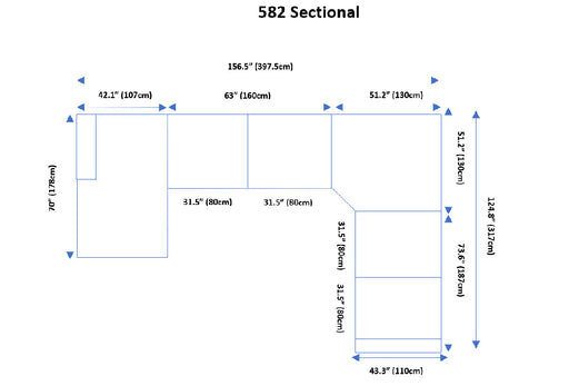 ESF Furniture - Sectional Left in Light Grey - 582-Sectional Left - GreatFurnitureDeal