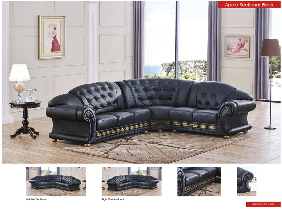 ESF Furniture - Apolo Sectional Left Facing Black - APOLOSECTLEFTBLACK - GreatFurnitureDeal