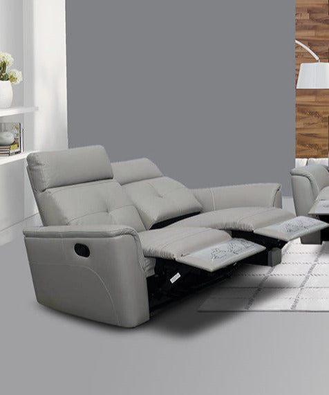 ESF Furniture - 8501 2 Loveseat w-2 Recliners in Light Grey - 85012 - GreatFurnitureDeal