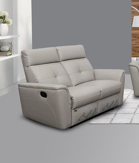 ESF Furniture - 8501 2 Loveseat w-2 Recliners in Light Grey - 85012 - GreatFurnitureDeal