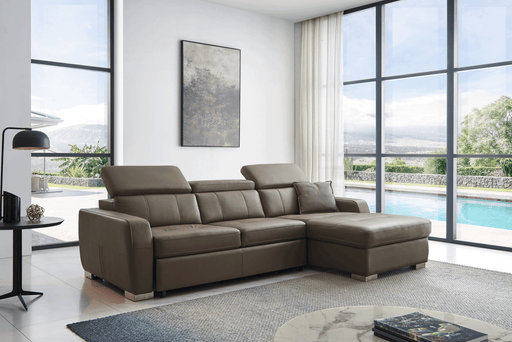 ESF Furniture - 1822 Sectional Right w/Bed in Grayish Brown Taupe - 1822SECTIONAL - GreatFurnitureDeal
