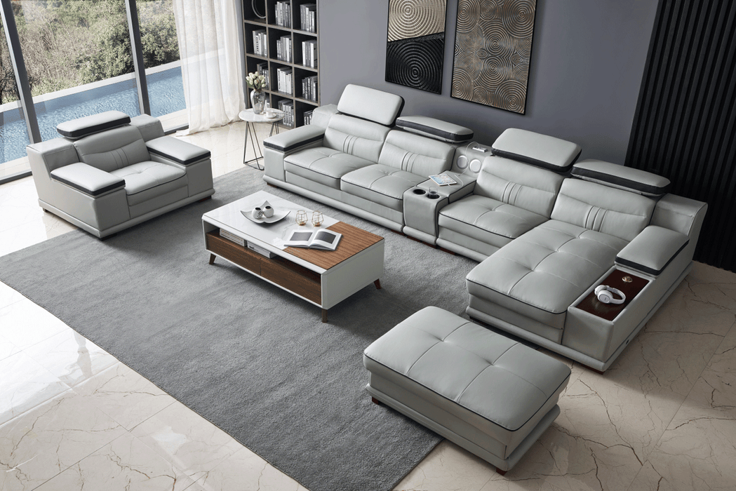 ESF Furniture - 908 Ottoman in Light Grey - 908OTTOMAN