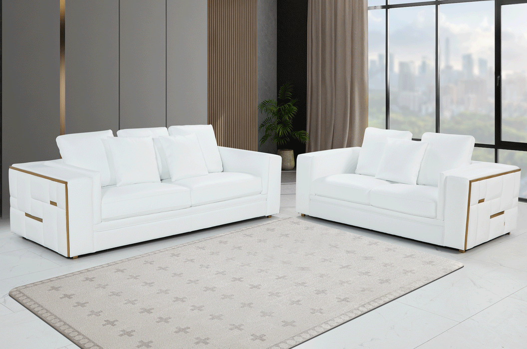 ESF Furniture -  1005 Living Room 3 Piece Living Room Set in White - 1005WHITESLC-3SET