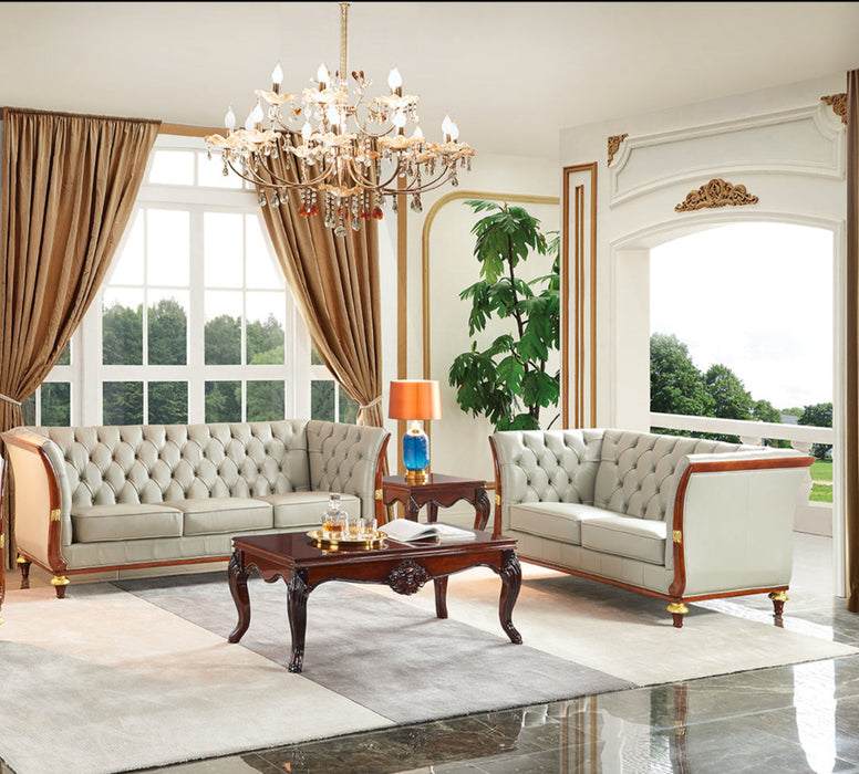 ESF Furniture - 401 2 Piece Leather Sofa Set in Grey - 401SL