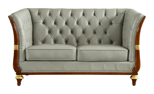 ESF Furniture - 401 Grey Leather Loveseat - 4012 - GreatFurnitureDeal