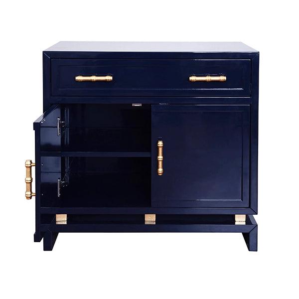 Worlds Away -  Marcus Navy Lacquer 2 Door Cabinet - MARCUS NVY