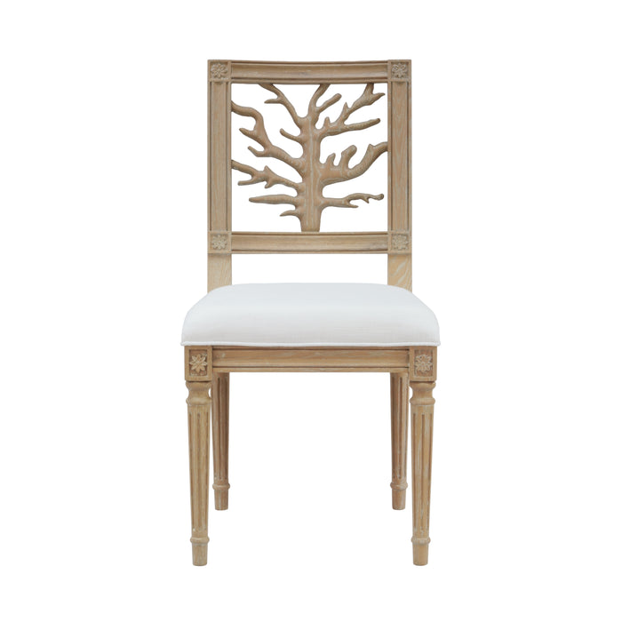 Worlds Away - Mckay Dining Chair With White Linen Seat in Cerused Oak - MCKAY CO
