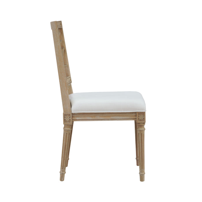 Worlds Away - Mckay Dining Chair With White Linen Seat in Cerused Oak - MCKAY CO