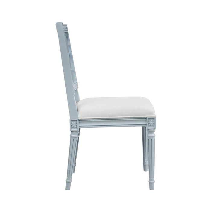 Worlds Away - Mckay Dining Chair With White Linen Seat in Matte Light Blue Lacquer - MCKAY LB - GreatFurnitureDeal