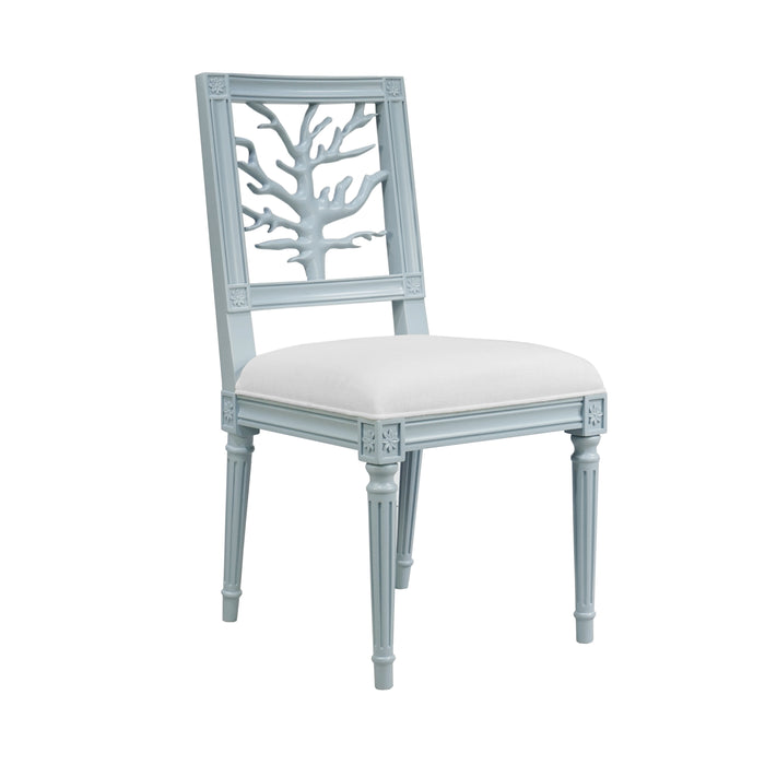 Worlds Away - Mckay Dining Chair With White Linen Seat in Matte Light Blue Lacquer - MCKAY LB