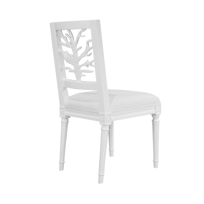 Worlds Away - Mckay Dining Chair With White Linen Seat in Matte White Lacquer - MCKAY WH - GreatFurnitureDeal