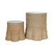 Worlds Away - Small Scalloped Base Seagrass Side Table With Glass Top - MISHA SM - GreatFurnitureDeal