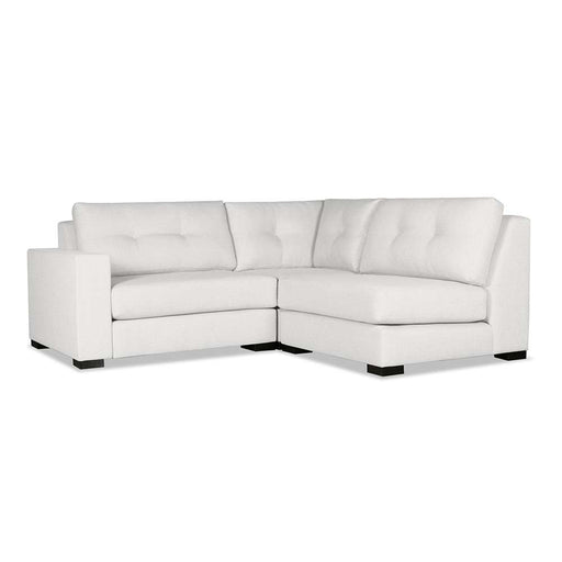 Nativa Interiors - Chester Buttoned  Modular L-Shape Mini Sectional Left Arm Facing 90" Off White - SEC-CHST-BTN-DP-AR5-3PC-PF-WHITE - GreatFurnitureDeal
