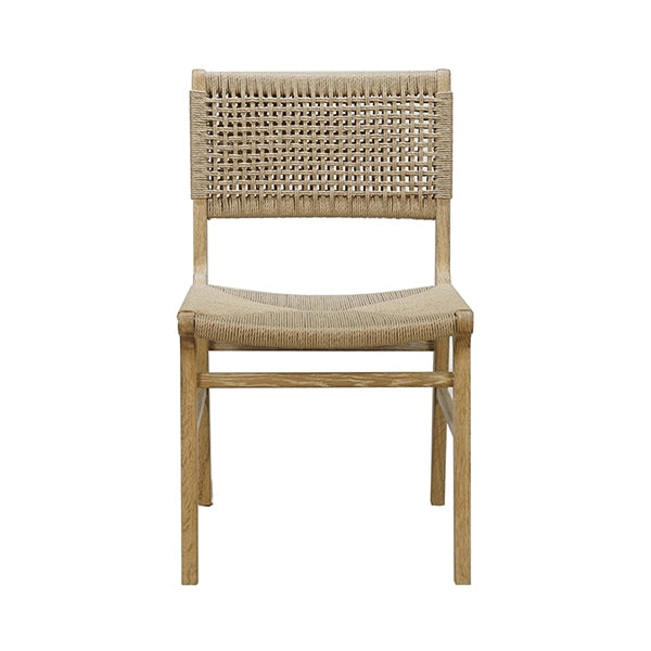 Worlds Away - Rattan Wrapped Dining Chair In Matte Cerused Oak - MONROE CO