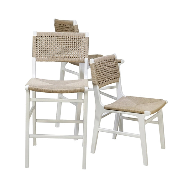 Worlds Away - Rattan Wrapped Dining Chair In Matte White Lacquer - MONROE WH