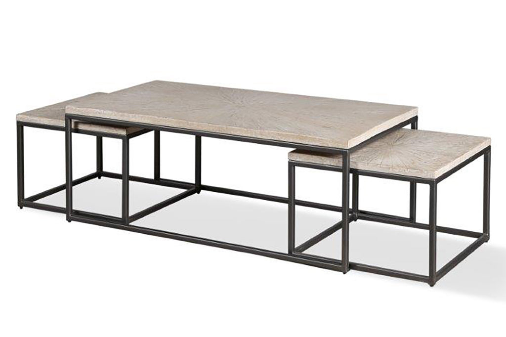 Parker House - Crossings Rectangular Nesting Cocktail Table in Weathered Blanc - MON#01