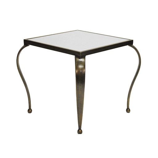 Worlds Away - Moseley Square Side Table With Inset Antique Mirror Top And Painted Bronze Frame - MOSELEY BRZ - GreatFurnitureDeal