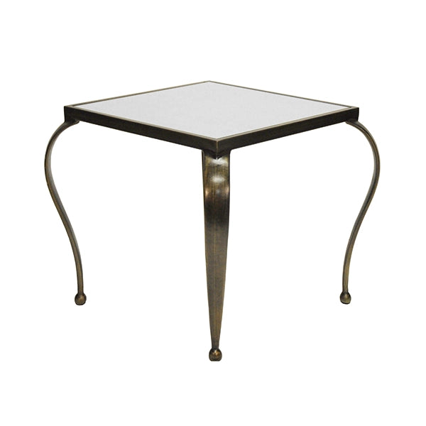 Worlds Away - Moseley Square Side Table With Inset Antique Mirror Top And Painted Bronze Frame - MOSELEY BRZ