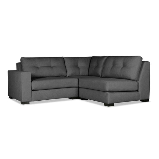 Nativa Interiors - Chester Buttoned Modular L-Shape Mini Sectional Left Arm Facing 83" Charcoal - SEC-CHST-BTN-CL-AR5-3PC-PF-CHARCOAL - GreatFurnitureDeal