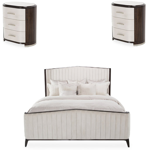 AICO Furniture - Paris Chic 3 Piece Eastern King Tufted Bedroom Set in Espresso - N9003000EK3-409-3SET - GreatFurnitureDeal