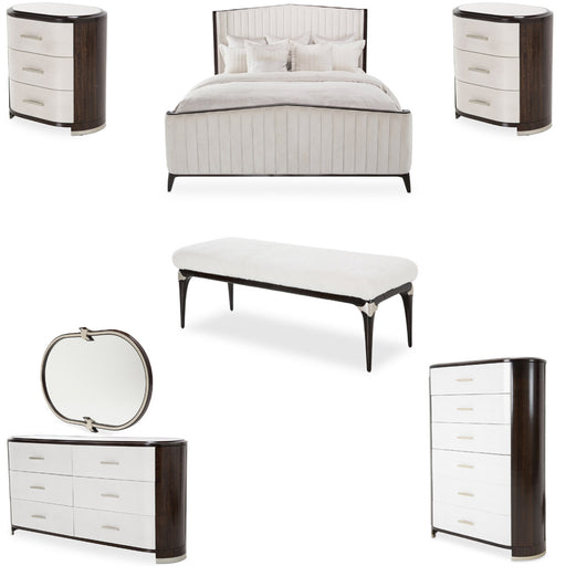 AICO Furniture - Paris Chic 7 Piece Eastern King Tufted Bedroom Set in Espresso - N9003000EK3-409-7SET - GreatFurnitureDeal