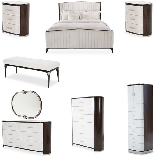 AICO Furniture - Paris Chic 8 Piece Queen Tufted Bedroom Set in Espresso - N9003000QN3-409-8SET - GreatFurnitureDeal