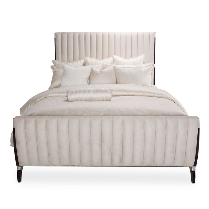 AICO Furniture - Paris Chic 7 Piece Eastern King Tufted Sleigh Bedroom Set in Espresso - N9003000EKS4-409-7SET
