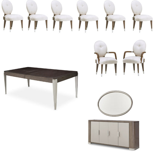 AICO Furniture - Roxbury Park 11 Leg Rectangular Dining Table Set in Slate - N9006000-220-11SET - GreatFurnitureDeal