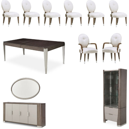 AICO Furniture - Roxbury Park 12 Leg Rectangular Dining Table Set in Slate - N9006000-220-12SET - GreatFurnitureDeal