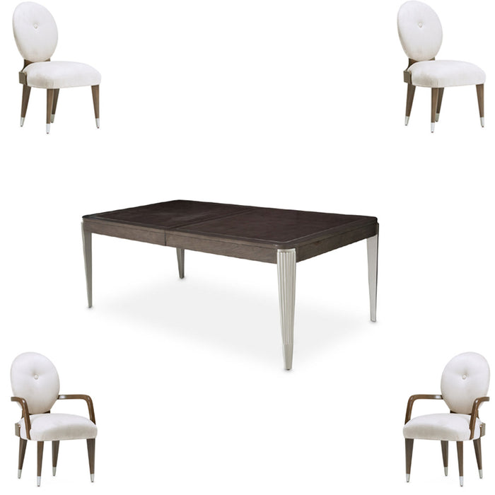 AICO Furniture - Roxbury Park 5 Leg Rectangular Dining Table Set in Slate - N9006000-220-5SET - GreatFurnitureDeal