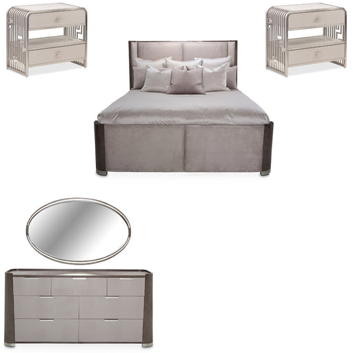 AICO Furniture - Roxbury Park 5 Piece Queen Dual-Panel Bedroom Set in Slate - N9006000QNDP4-220-5SET - GreatFurnitureDeal