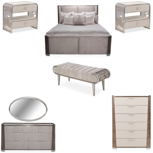 AICO Furniture - Roxbury Park 7 Piece Queen Dual-Panel Bedroom Set in Slate - N9006000QNDP4-220-7SET - GreatFurnitureDeal