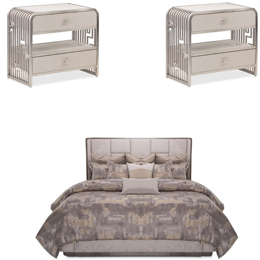 AICO Furniture - Roxbury Park 3 Piece Queen Multi-Panel Bedroom Set in Slate - N9006000QNM3-220-3SET - GreatFurnitureDeal