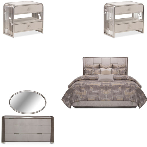 AICO Furniture - Roxbury Park 5 Piece Queen Multi-Panel Bedroom Set in Slate - N9006000QNM3-220-5SET - GreatFurnitureDeal