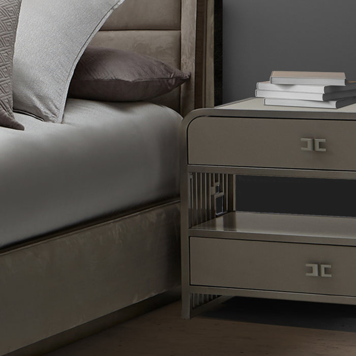 AICO Furniture - Roxbury Park 8 Piece California King Multi-Panel Bedroom Set in Slate - N9006000CKM3-220-8SET