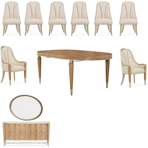 AICO Furniture - Villa Cherie Caramel 11 Piece Dining Room Set in Chardonnay - N9008000-134-11SET - GreatFurnitureDeal