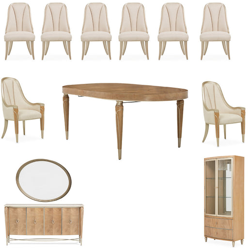 AICO Furniture - Villa Cherie Caramel 12 Piece Dining Room Set in Chardonnay - N9008000-134-12SET - GreatFurnitureDeal