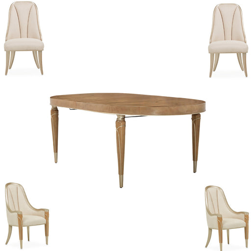 AICO Furniture - Villa Cherie Caramel 5 Piece Dining Room Set in Chardonnay - N9008000-134-5SET - GreatFurnitureDeal