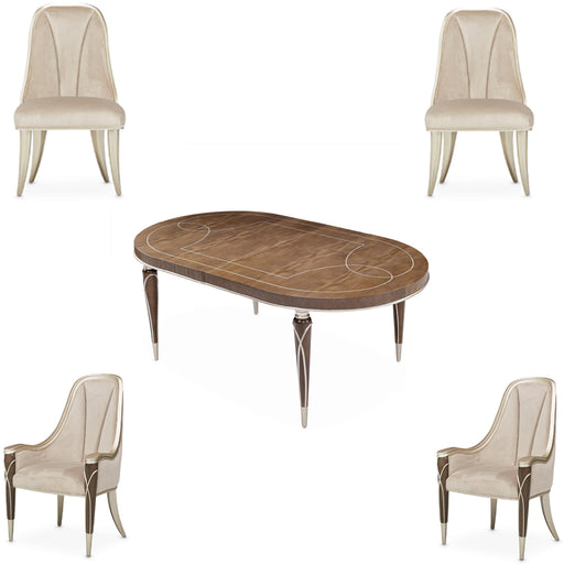 AICO Furniture - Villa Cherie 5 Piece Dining Room Set in Hazelnut - N9008000-410-5SET - GreatFurnitureDeal