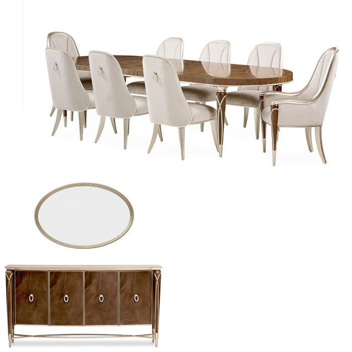 AICO Furniture - Villa Cherie 11 Piece Dining Room Set in Hazelnut - N9008000-410-11SET