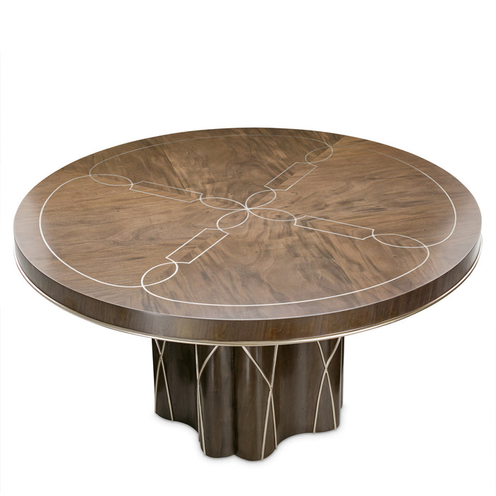 AICO Furniture - Villa Cherie 5 Piece Round Dining Table Set in Hazelnut - N9008001-03-410-5SET